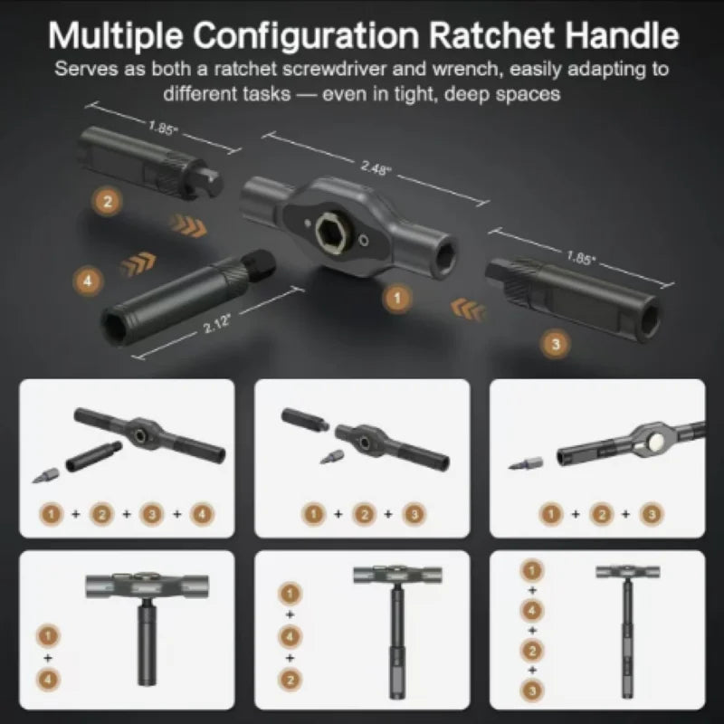 42-in-1 Ratchet Screwdriver Set, Magnetic Precision Bits with Detachable Handle & Case. Multi-Purpose Mini Screwdriver Kit