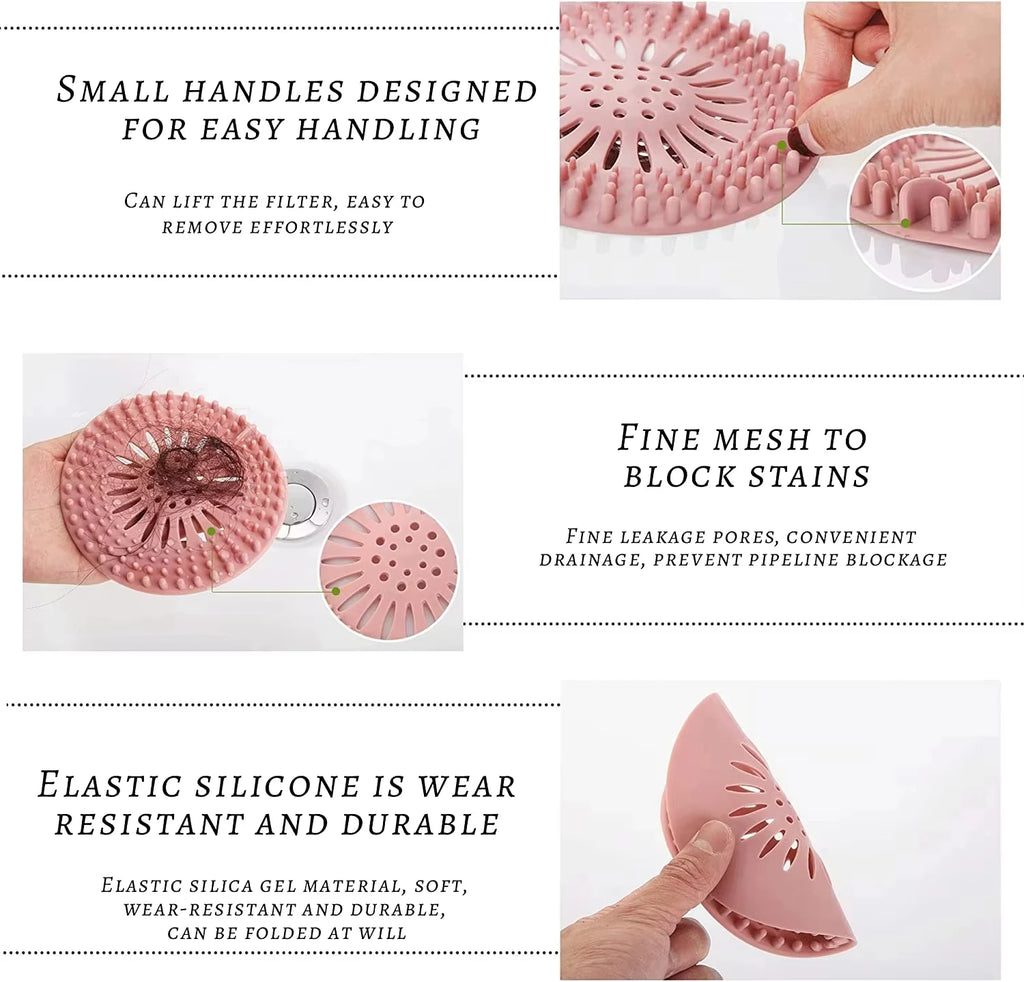Sink/Tub Hair Trap, Strainer, Deodorizer, Silicone, 1-3 Pieces