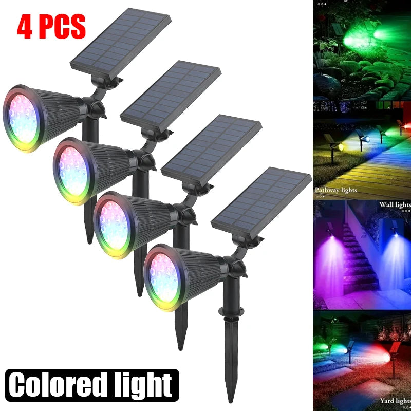 Solar Power Spot Lights Outdoor Waterproof for Christmas Decorations Flag Tree Wreath Santa Claus Snowman Bright LED Landscape Lamp Uplights for Outside Garden Yard Patio Sidewalk Warm White