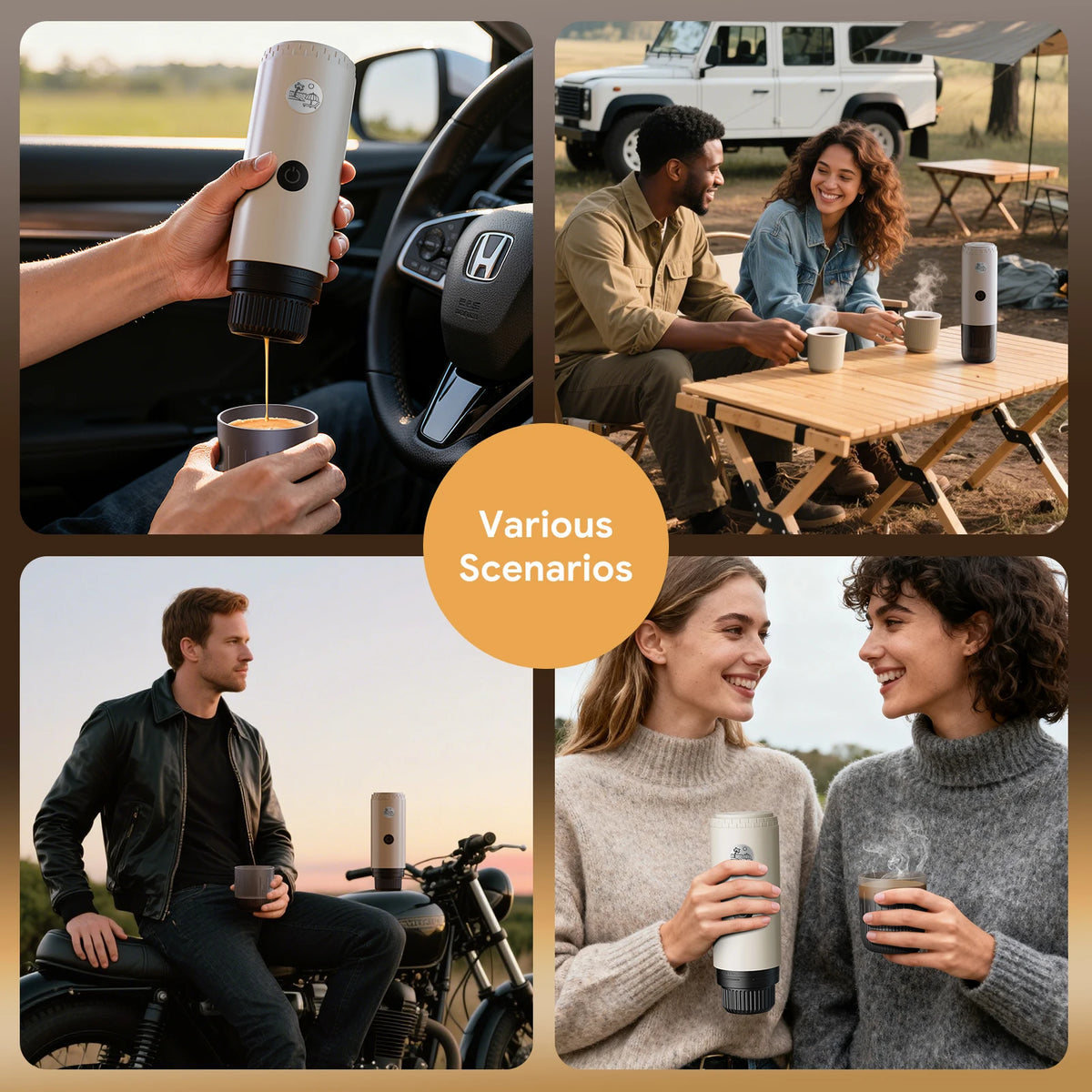 RECAFIMIL Portable Espresso Coffee Machine With Self-heating  2-in-1/3-in-1 Capsule Coffee Maker for Car & Home Camping Coffee Maker