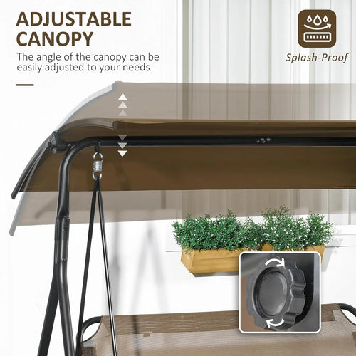 3-Person Porch Swing with Stand, Outdoor Swing for Patio Porch with Adjustable Tilt Canopy and Comfortable,