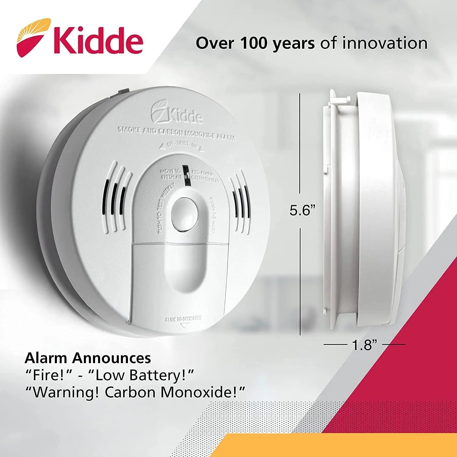 Hardwired Interconnectable Smoke Carbon Monoxide Detector Battery Backup LED Warning Indicators