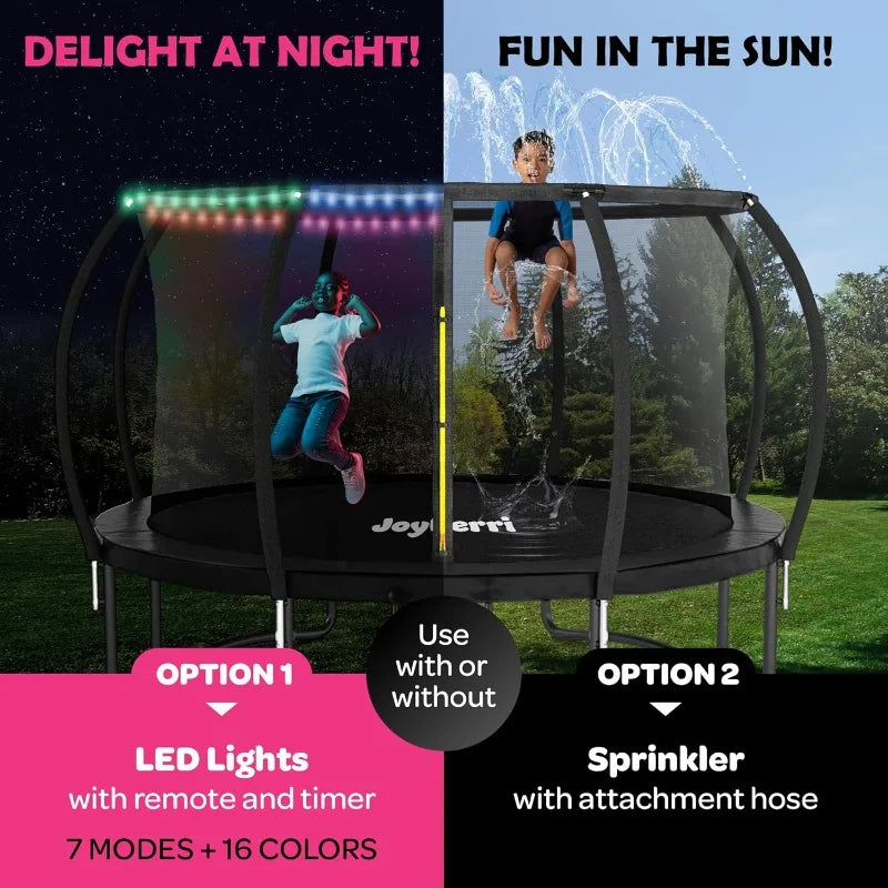 JoyBerri ASTM Certified Outdoor Trampoline 8-16FT Safe Upsurge Design Recreational Jumping Trampoline For Kids Adults Sports Use