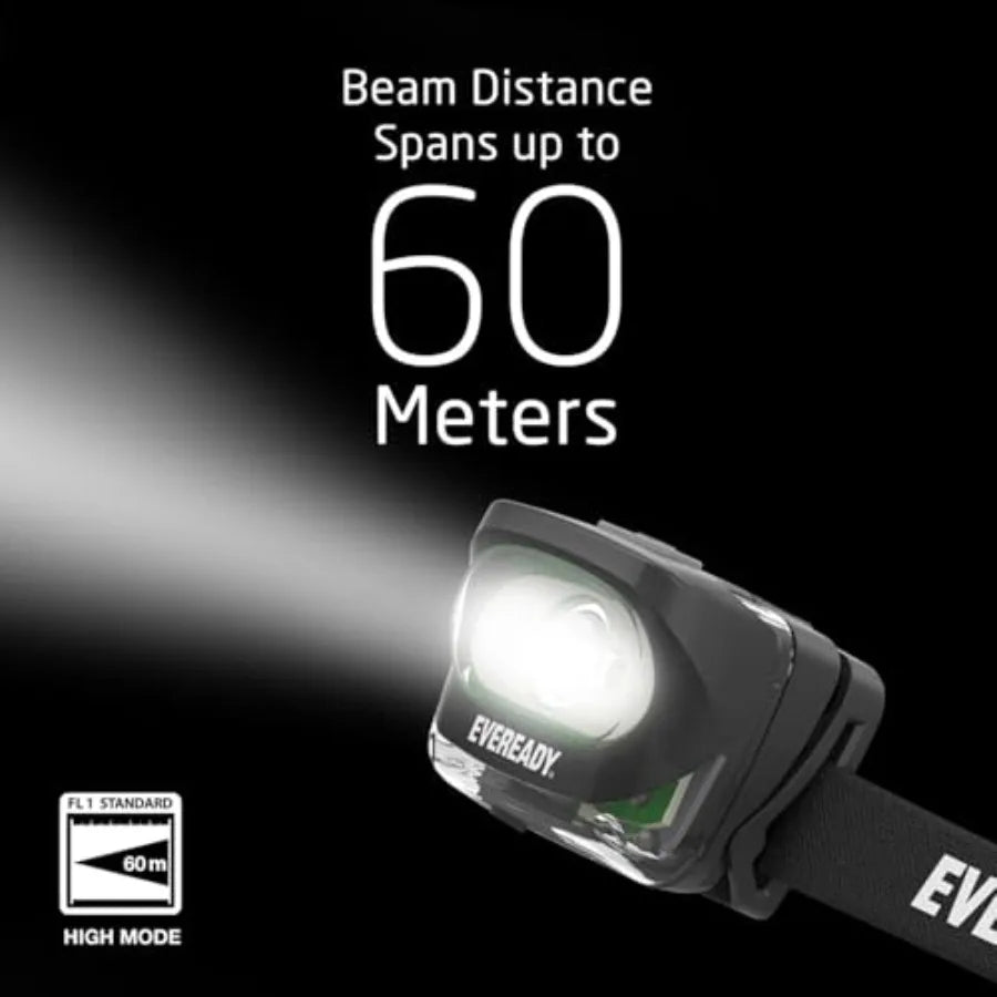 Eveready Rechargeable LED Headlamps by 2-Pack, IPX4 Water Resistant Head Lights for Running, Camping, Emergency, Outdoors (USB Cable Incl