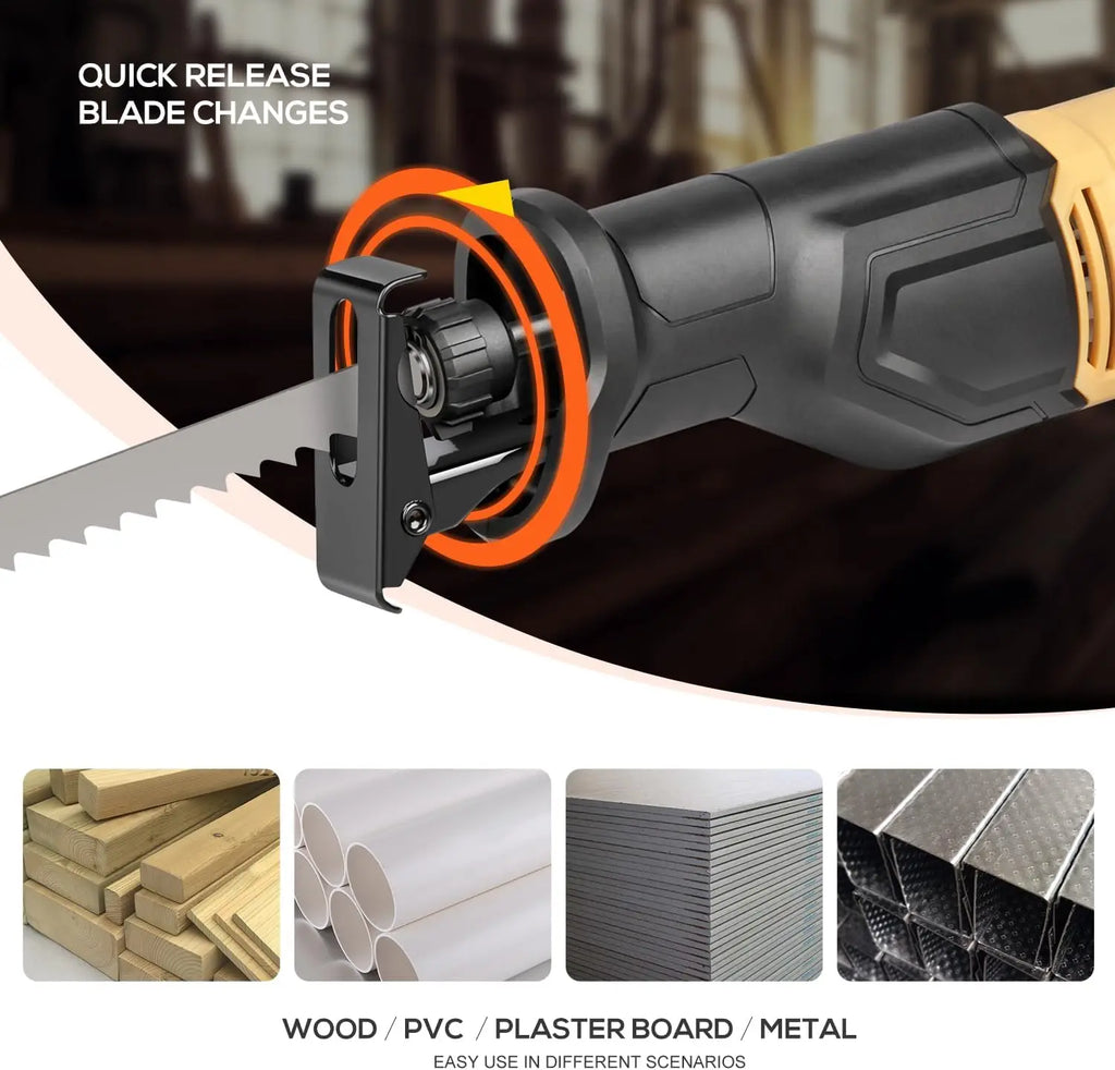 3000SPM Variable Speed Corded Reciprocating Saw, 4/5" Stroke Length for Wood, Metal & PVC Cutting