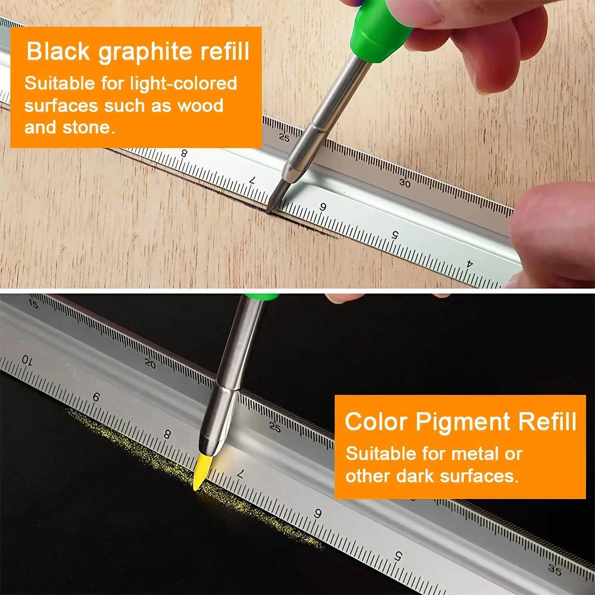 STONEGO Carpenter Pencil Set with 6 Refills and Built in Sharpener Professional Mechanical Marking Pencil for Construction Architecture Woodworking Scriber Tool High Precision Durable Hand Tool Set for Engineers and Builders
