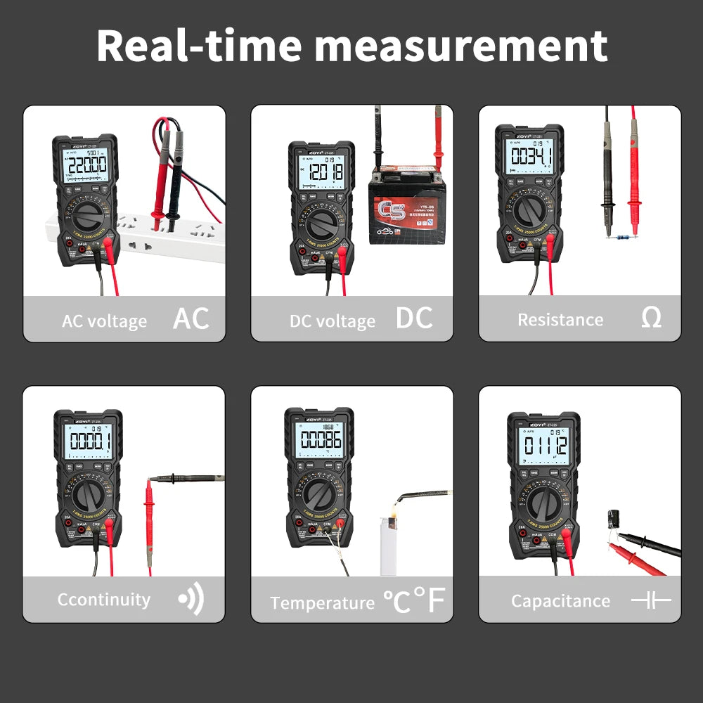 ZOYI ZT-225 4.5-digit high-precision fully automatic multimeter with intelligent burn-out protection for electricians