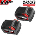 Upgraded High Capacity 8.0Ah 18V Lithium-ion Replacement Batteries, 2-Pack, Professional Grade. Suitable for 18V Cordless Power Tools, Compatible with Models 48-11-1865, 48-11-1850, 48-11-1860, 48-11-1865, 48-11-185248, 48-11
