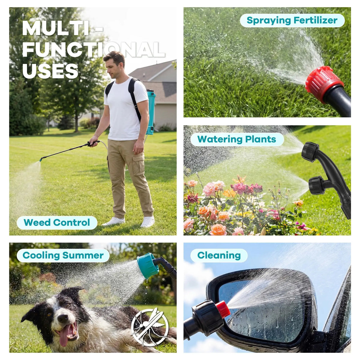 Garvee Battery Powered Backpack Sprayer 2.64/3.17/4.23 Gal, 18V Electric Garden Sprayer With 0-65 PSI, 5 Nozzles For Lawn Weeding