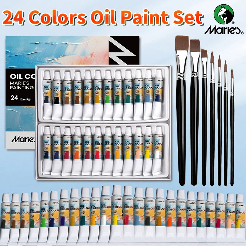 Marie's 31 pcs Oil Paint Set,12ml/0.42oz Tubes,Professional Pigments for Canvas Craft Painting,Gifts for Artist & Adults