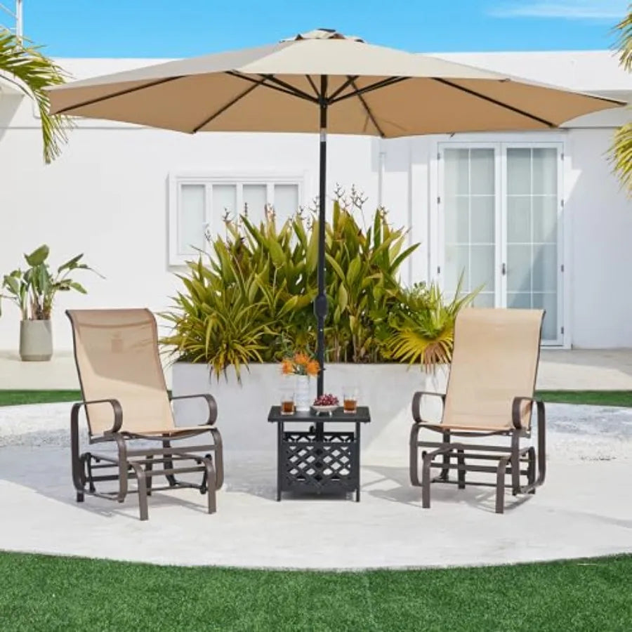 Outdoor Glider Chair, Lounge Rocking Chair with Sling Fabric and Steel Construction, Patio Swing Gliding Chairs for Porch Balcony