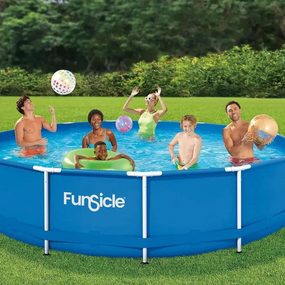 FunSicle 15' x 36 Round Easy-Setup Above Ground Pool with 2-in-1 Filter Pump for Backyard Fun