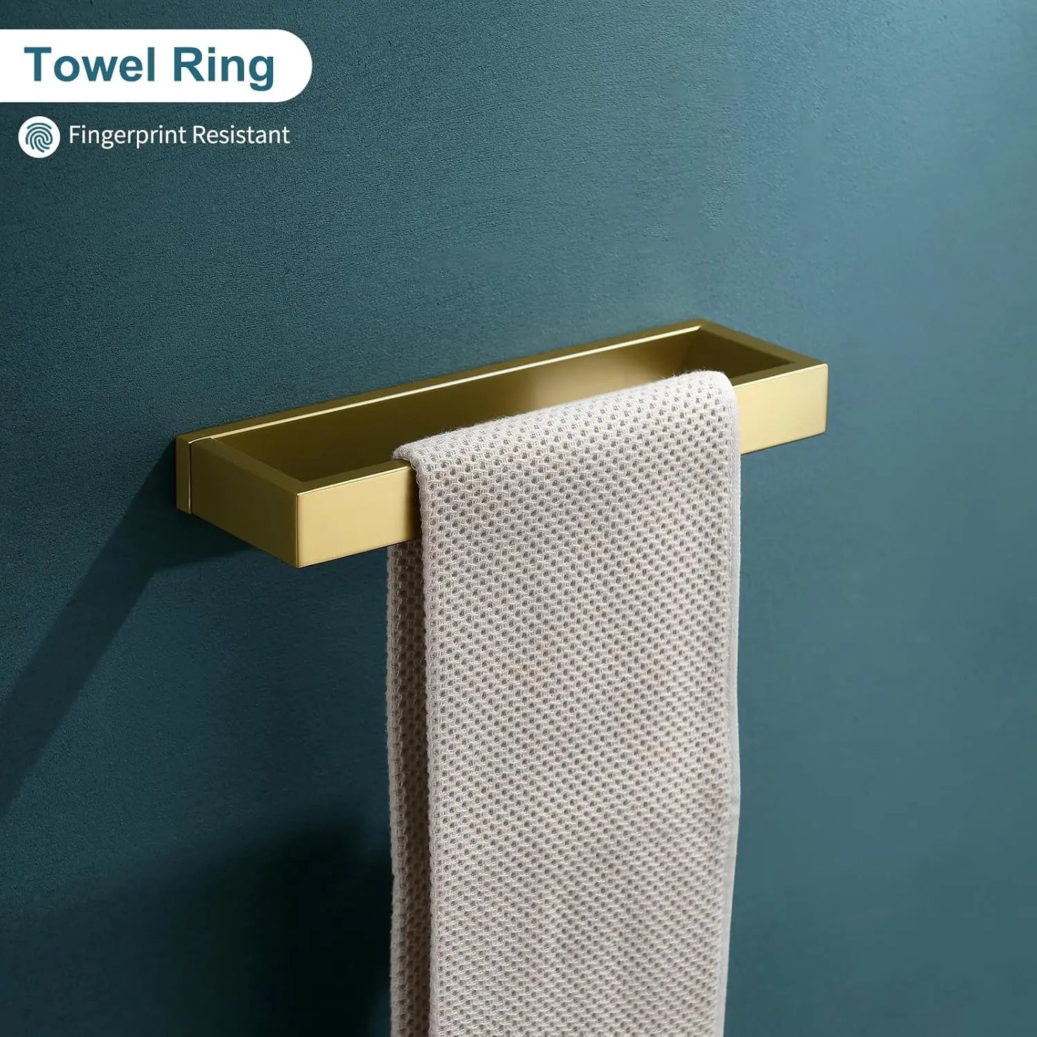 Gold Bathroom Accessory Set, 4 Pieces, Stainless Steel, Wall Mount