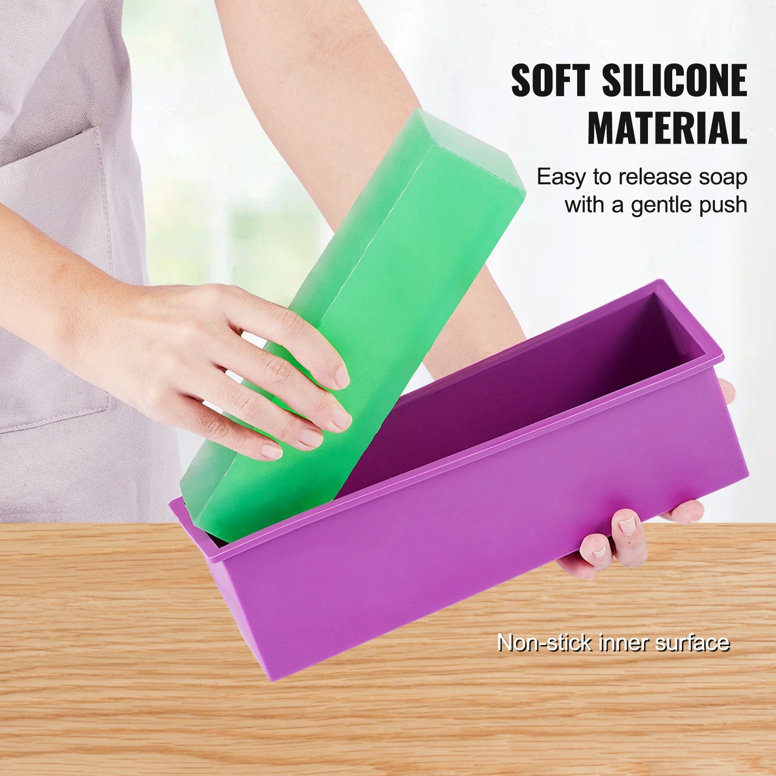 SucceBuy Soap Making Kit, Bamboo Cutting Box and Inner Box with Silicone Mold, 304  Stainless Steel Straight Cutter and Wavy Cutter