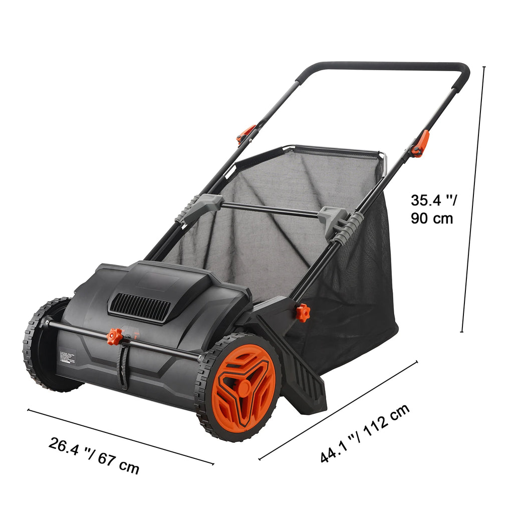 SucceBuy Tow Behind Lawn 21in Sweeper Large Capacity Heavy Duty Leaf Grass Collector with Adjustable Sweeping for Pick