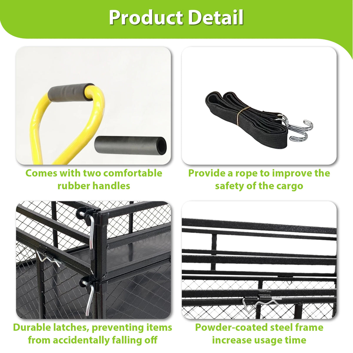 1400 lbs Heavy Duty Steel Garden Utility Cart Wagon Removable Mesh Sides Flatbed 2 in 1 Handle 16 Inch Wheels Yard Farm