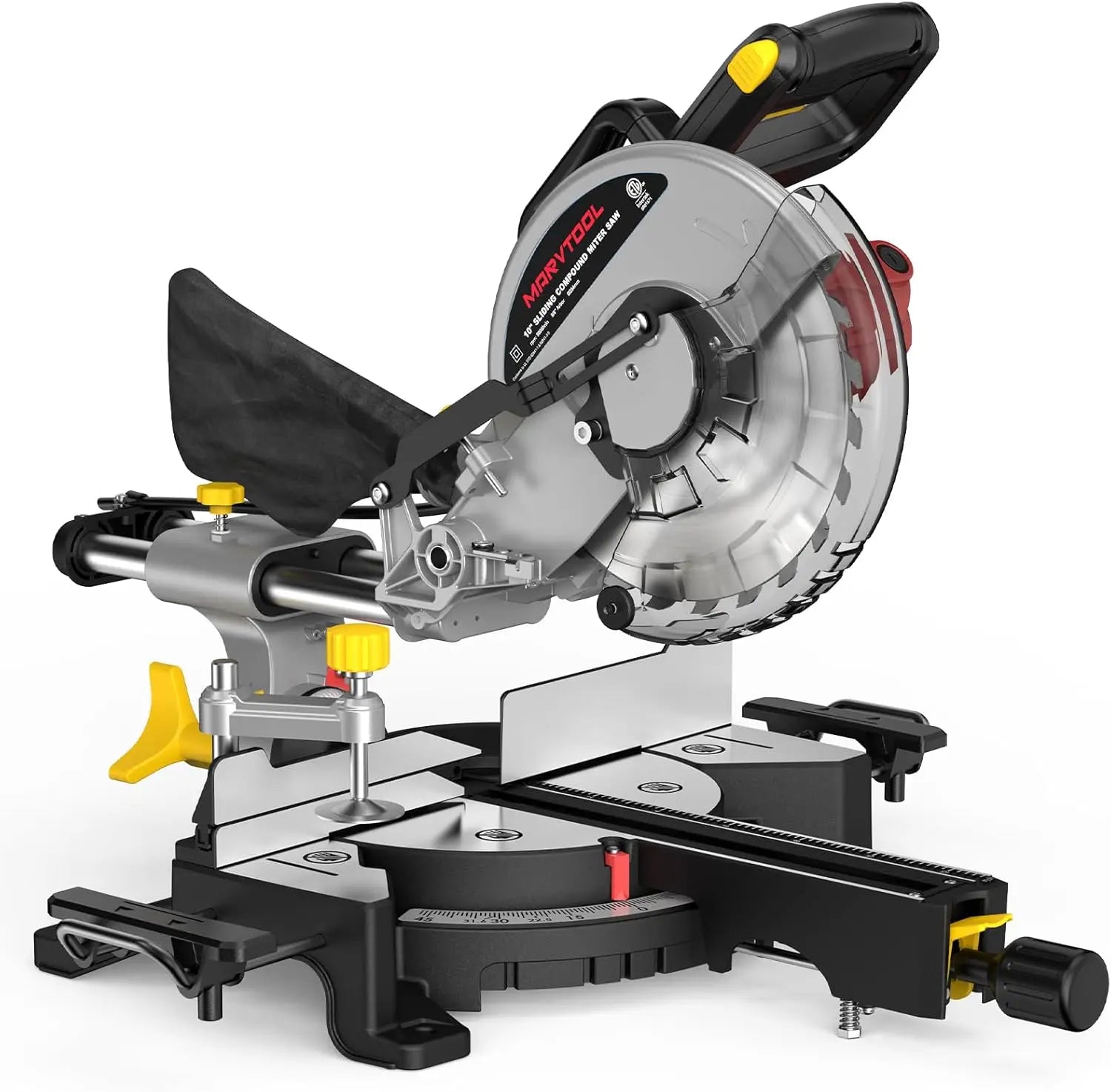 10/12 Inch Single/Dual-Bevel Sliding Compound Miter Saw, 5000/3800RPM, 0-45°, 15 Amp, 36T Blade Precision Cutting