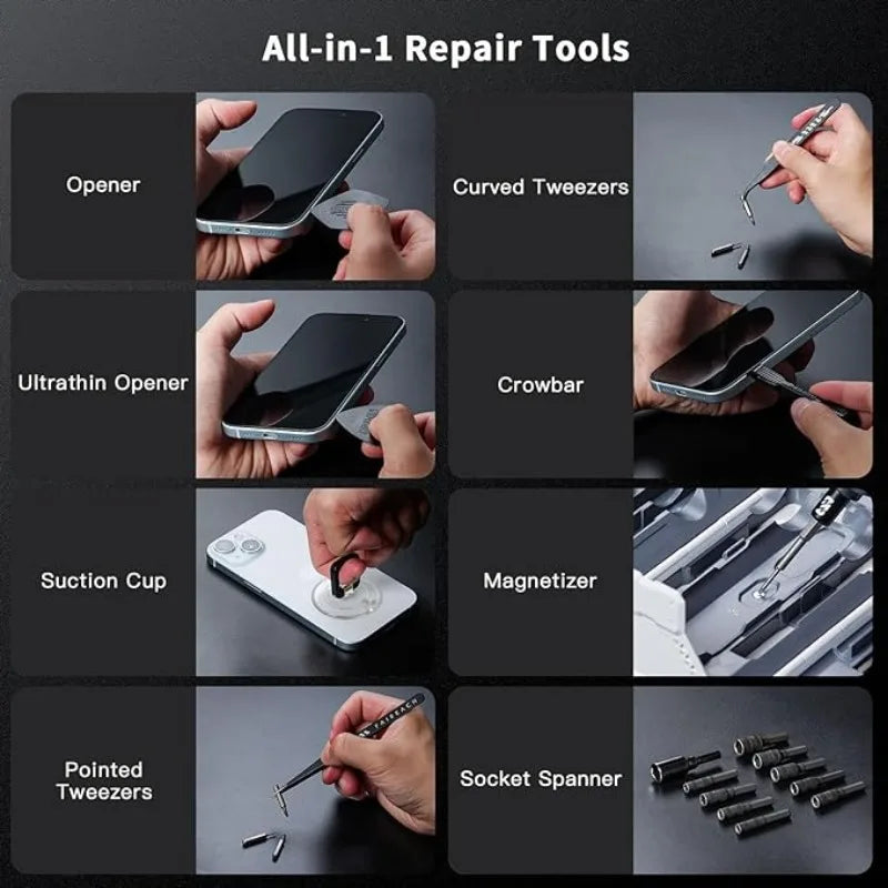 180 In 1 Black Precision Cordless Screwdriver Set, Magnetic Bits, Repair Kit For Laptop/Phone/Glasses
