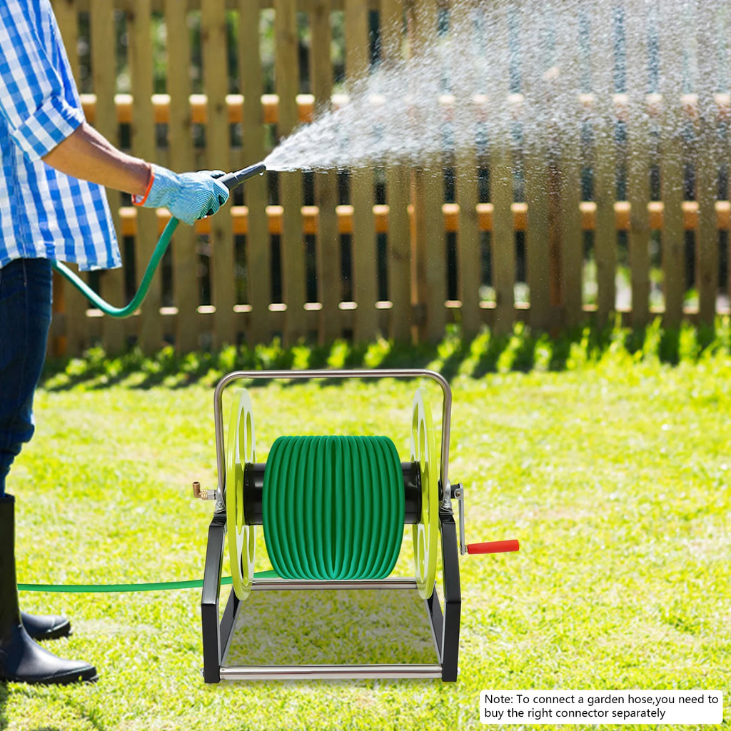Garden Hose Reel, Heavy Duty Wall Mounted Water Hose Reel,Hose Reels for Hold Up To 328.1 Feet of Standard 0.55-inch Garden Hose