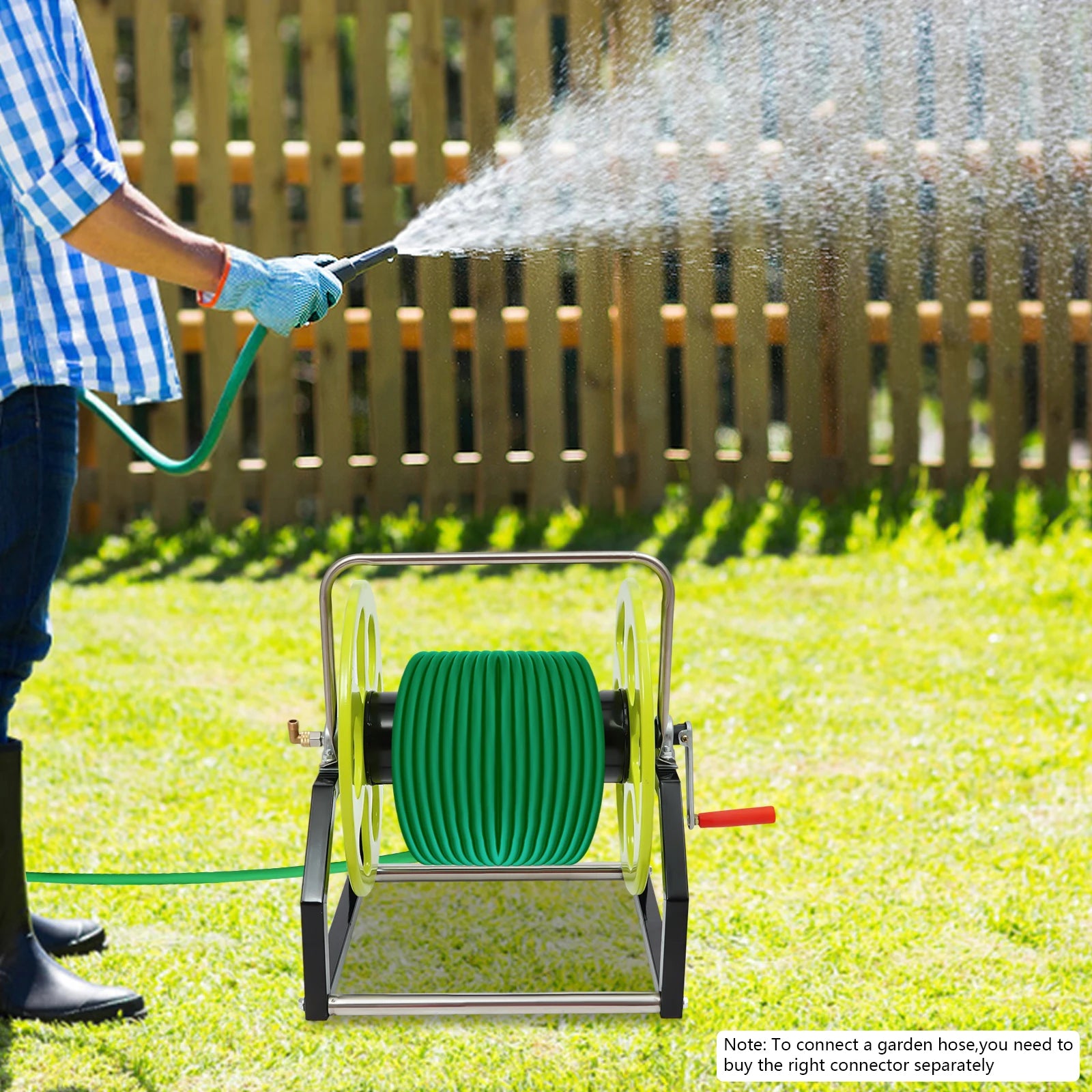 Garden Hose Reel, Heavy Duty Wall Mounted Water Hose Reel,Hose Reels for Hold Up To 328.1 Feet of Standard 0.55-inch Garden Hose