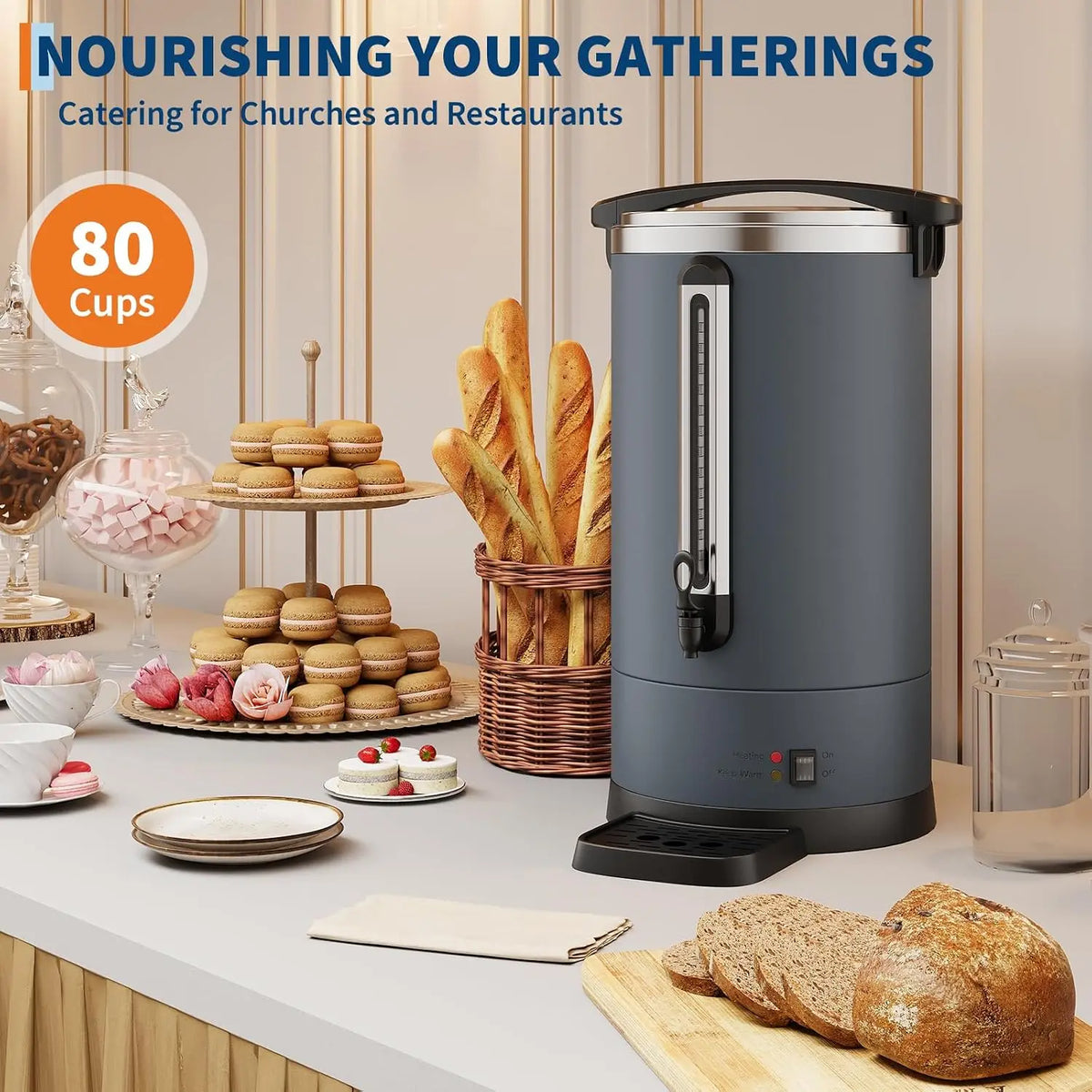 Outlane 12L, 14L or 18L Coffee Urn Commercial Coffee Maker, Hot Water Urn - Large Coffee Maker With Double-Wall Stainless Steel, Quick Brew, Stays Hot for Tea & Beverage at Events & Catering