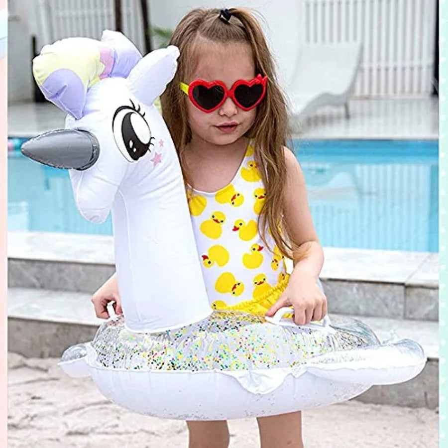 Toddler Pool Floats, Inflatable Float Raft with Handle, Water Swim Beach Floaties Toys Party Supplies, Baby Swimming Ring