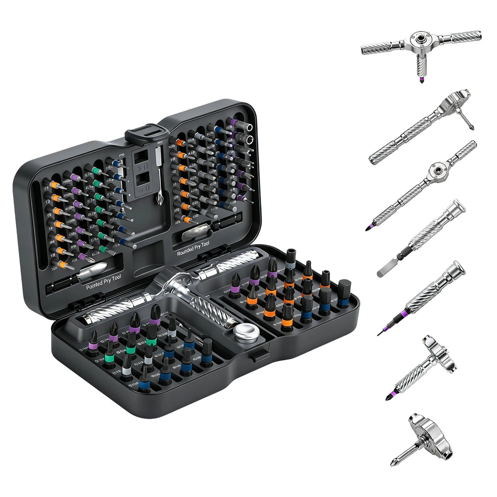 VMAN 100-in-1 Multifunction Ratchet Screwdriver Set Multi Magnetic Bits Mini Repair Tool Kit Household Tool For PC & Desk Etc.