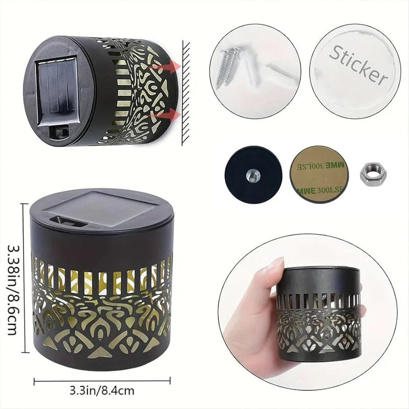 1/2 piece outdoor solar table lamp, mandala perforated pattern colored light changing wall lamp, solar landscape lamp projection, suitable for garden columns, terraces, backyards decoration and Christmas sunlight decoration,