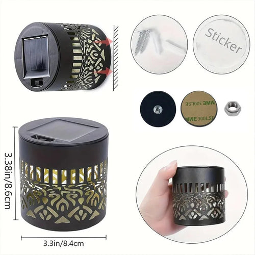 1/2 piece outdoor solar table lamp, mandala perforated pattern colored light changing wall lamp, solar landscape lamp projection, suitable for garden columns, terraces, backyards decoration and Christmas sunlight decoration,