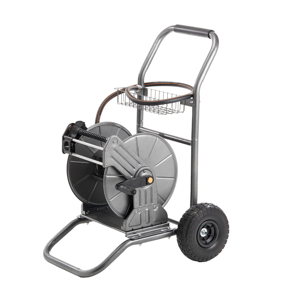 Giraffe Tools Garden Hose Reel Cart with Wheels, Heavy Duty Metal Water Hose Reel Cart, 200 ft of 1/2 Capacity, Mobile Hose Reel Cart for Outside