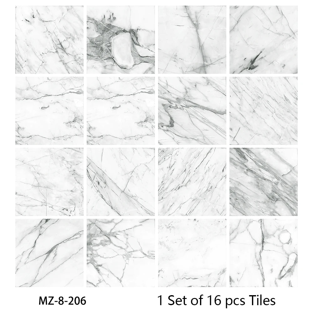 Waterproof Tiles, Peel And Stick, 16 Pieces/Set, PVC