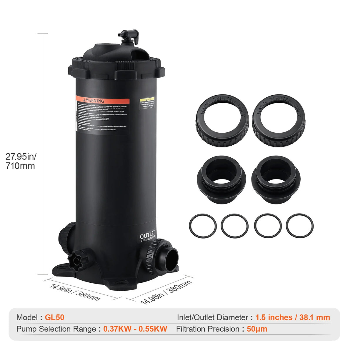 SucceBuy Cartridge Pool Filter 50/325/425/525 Sq. Ft Filter Area Inground Pool Filter Above Ground Swimming Filtration  System