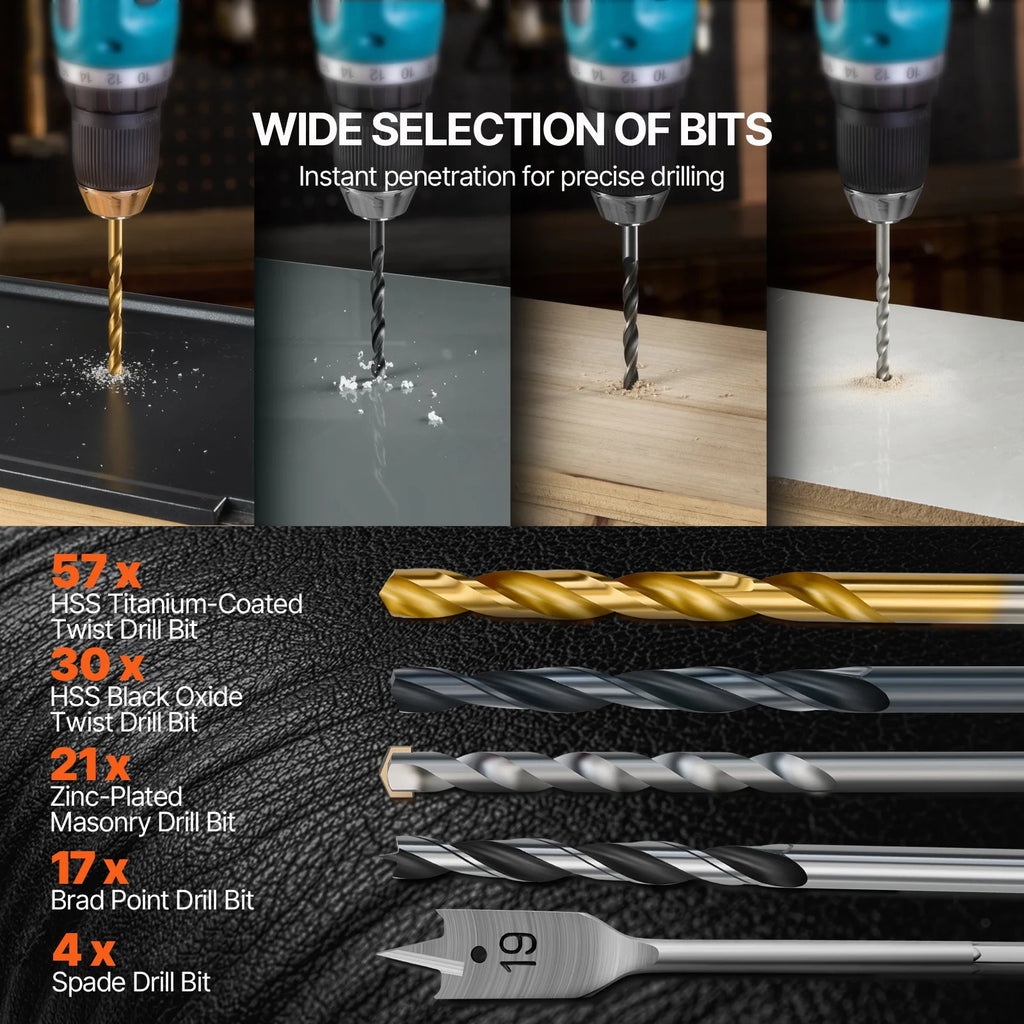 SucceBuy 246PCs Drill Bit Set Screwdriver Bit Set Suitable Drilling and Screw Driving Drill Combo Bit Sets