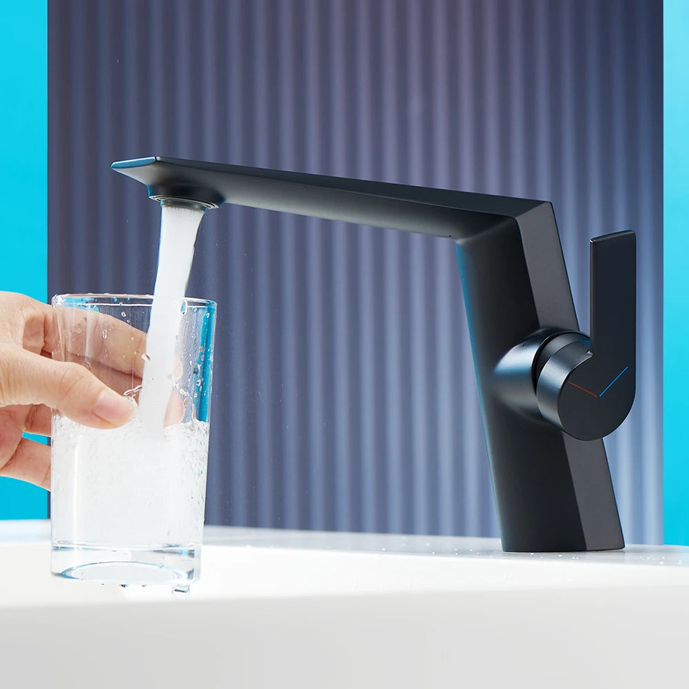 Bathroom Sink Faucet, Modern Design, Single Handle, Black Or Chrome