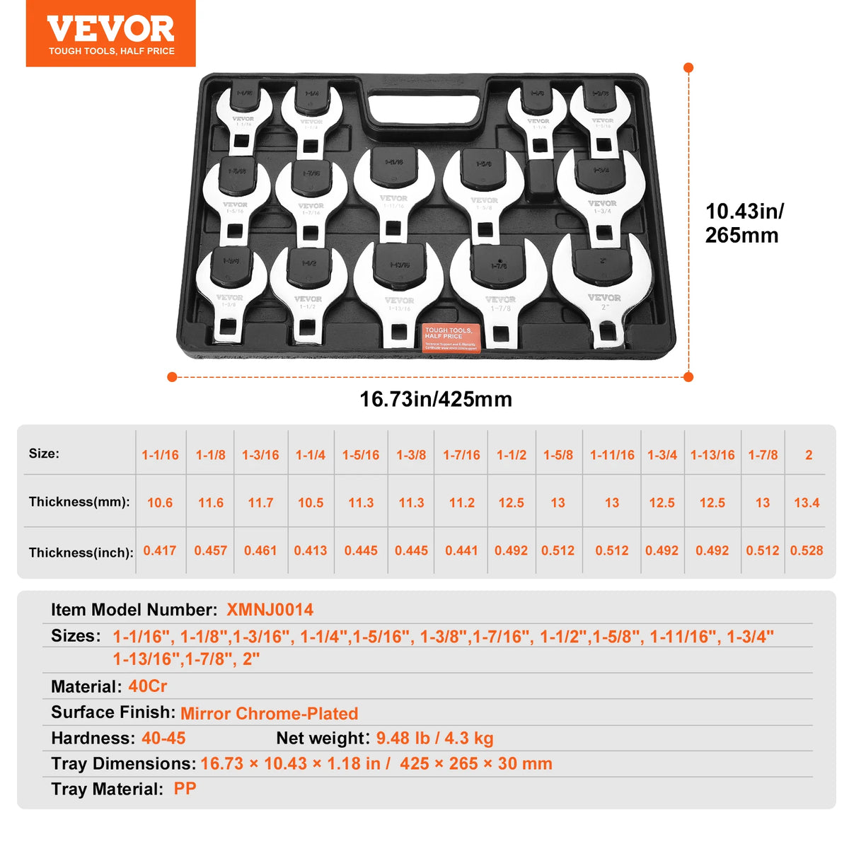 SucceBuy 14/20/24PCs Crowfoot Wrench Set 1/2" 3/8" Drive Crows Foot Wrench Set CR-MO Steel Crowfoot Wrench Set