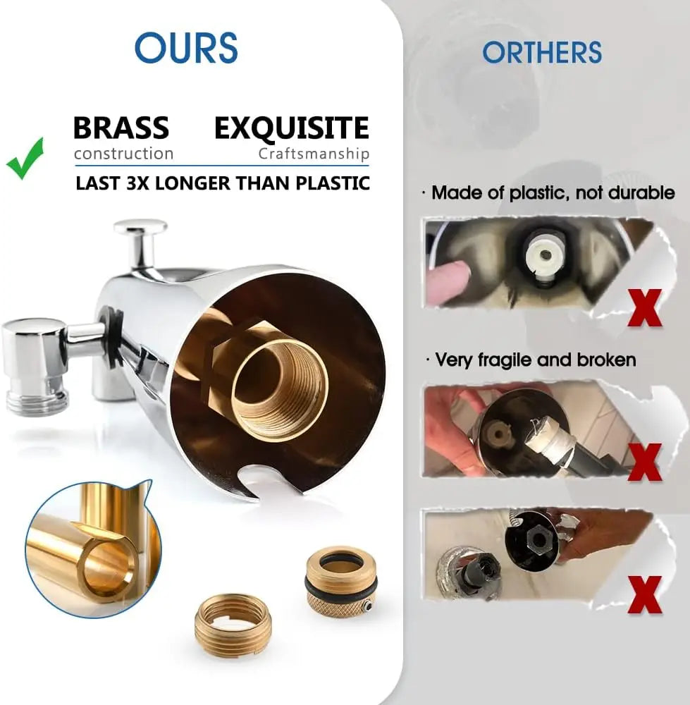 Chrome Tub Spout with Diverter, 6-Setting Handheld Shower with Pause