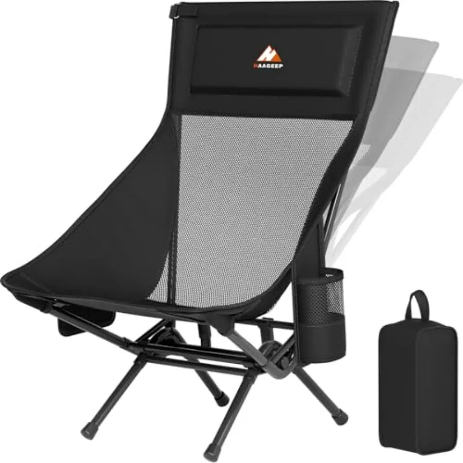 HAAGEEP Armless Rocking Camping Chair for Adults, Portable Folding Outdoor Rocker with Spring-Action Technology, Heavy Duty Mesh Camp C