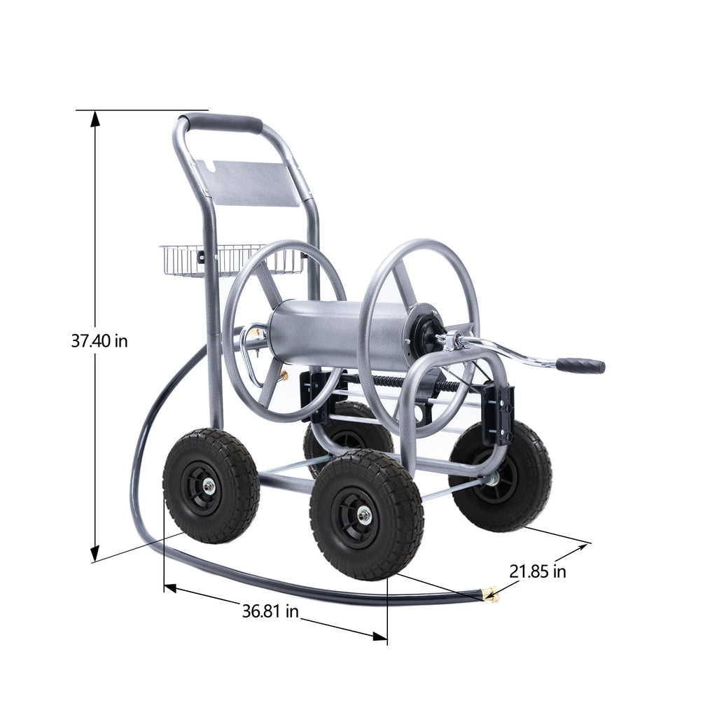 Giraffe Tools Hose Reel Cart, Hose Cart with Wheels, Industrial Hose Reels for Outside, 250-Feet of 5/8" Hose Capacity
