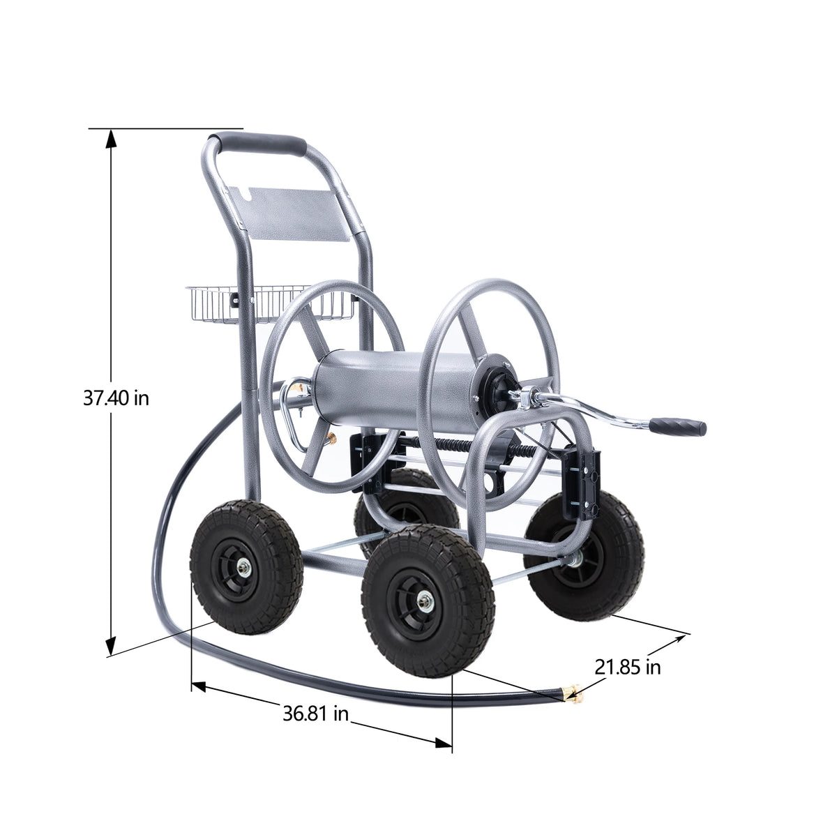 Giraffe Tools Hose Reel Cart, Hose Cart with Wheels, Industrial Hose Reels for Outside, 250-Feet of 5/8" Hose Capacity