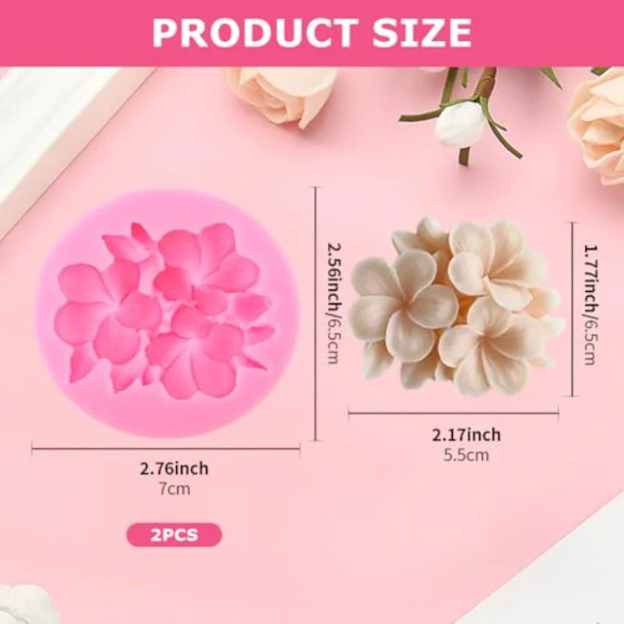 2PCS Flower Silicone Mold 3D Cute Flower Resin Candle Molds for Candle Making Fondant Chocolate Cake Decorating Soap Wax Resin
