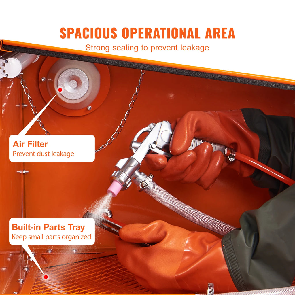 SucceBuy 25/40/60 Gallon Sandblasting Cabinet Portable Benchtop Sand Blaster with Blasting Gun Nozzles for Stain Rust Removal