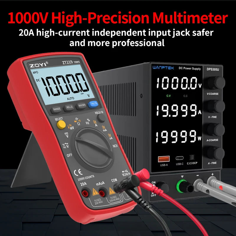 Digital multimeter. 19999 Counts Display, True RMS AC Measurement, Contact Type NCV Voltage Detection