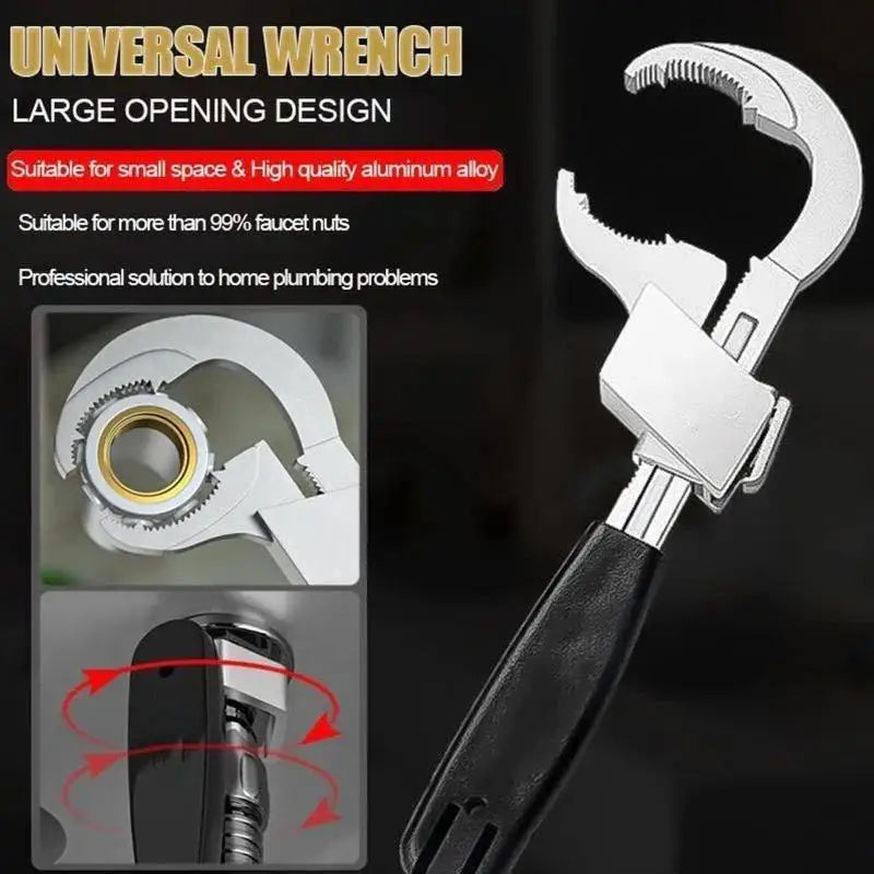 Multi-Functional, Adjustable Water Pipe Wrench, Bathroom Faucet, Circular Arc Toothed Manual Maintenance Kit