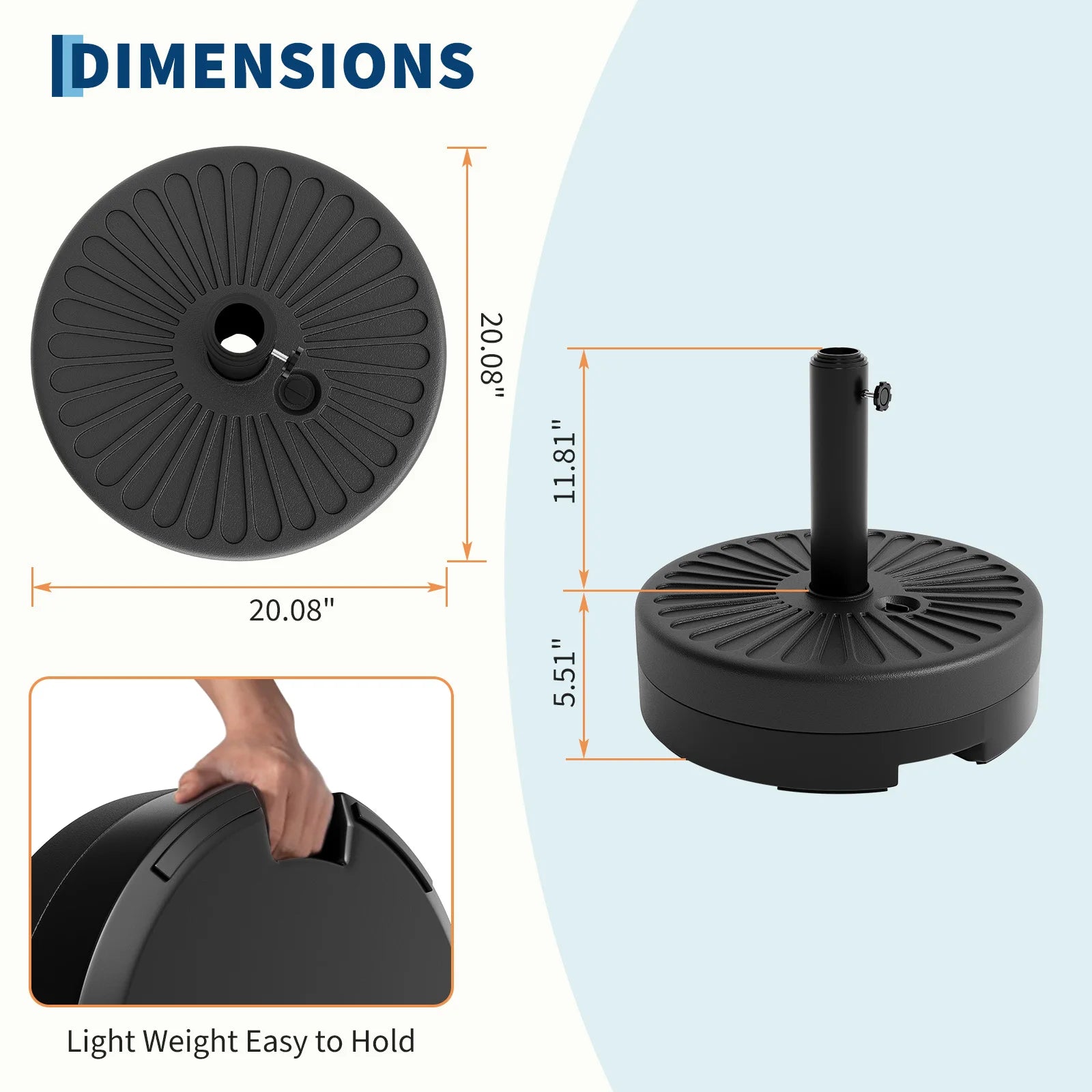Heavy-Duty Water-Filled Patio Umbrella Base, Outdoor Garden Parasol Holder, Weatherproof Support for Yard & Lawn Furniture