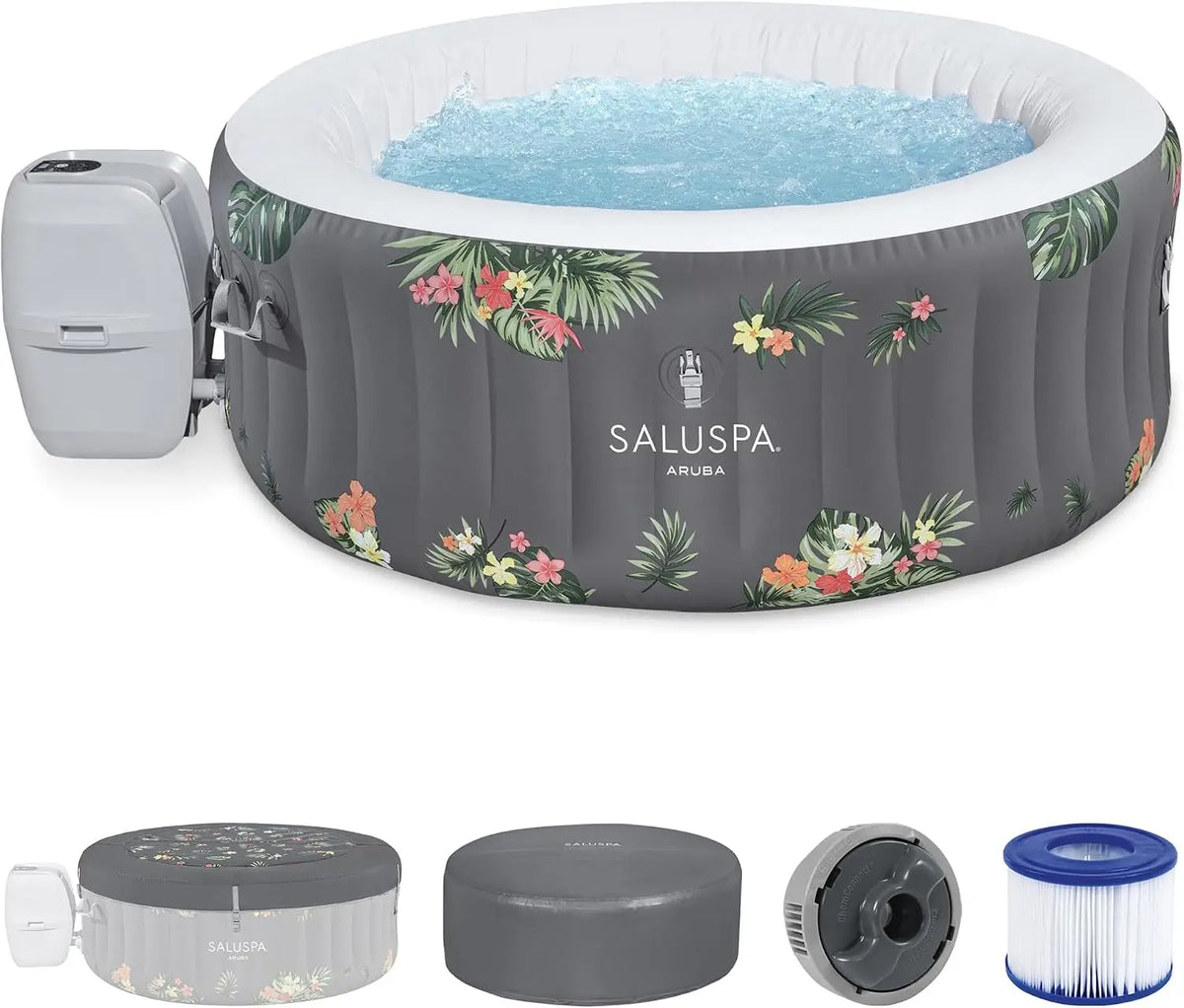 Bestway SaluSpa Cancun 2-4 Person Inflatable Hot Tub, Round Energy-Efficient Portable Spa with 120 AirJets, 71" x 26"