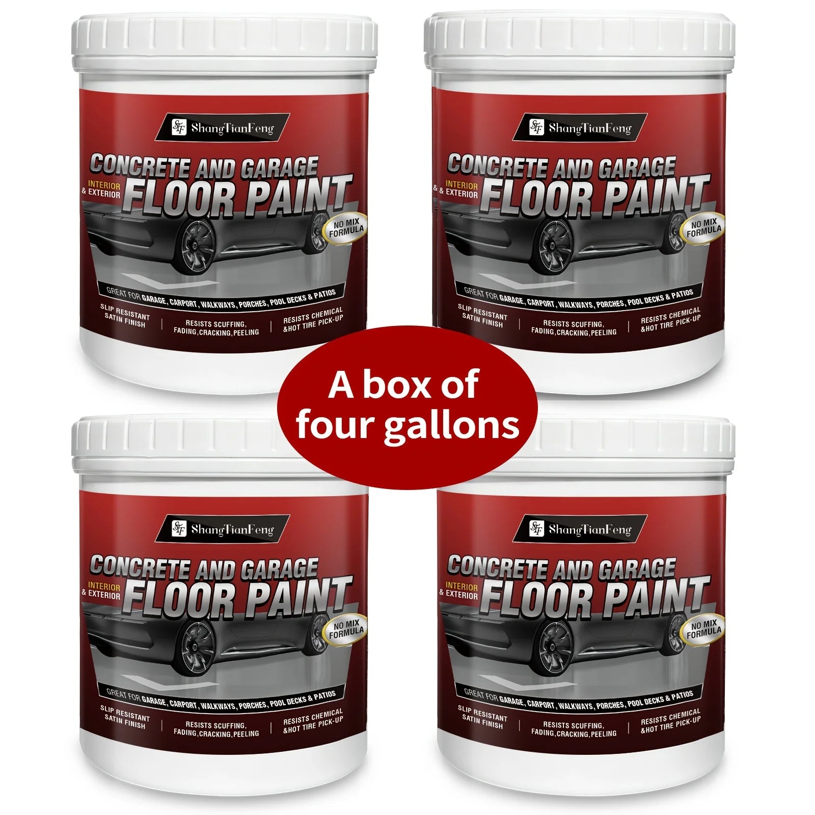 ShangTianFeng Large Container Heavy-Duty Multi-Component Wall/Floor Paint Suitable for Interior/external Use - Large Bucket with Base & Topcoat Paint, Scratch & Stain Resistant Coating for Walls/Floors, DIY Application for Li