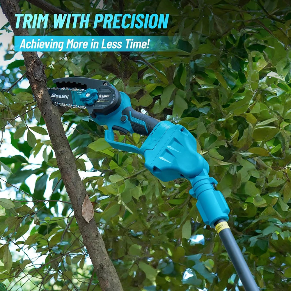 Seesii High Branch Saw Extension Pole Cordless 6'' Brushless Electric Chainsaw Garden Pruning Tools For Makita 18v battery pin