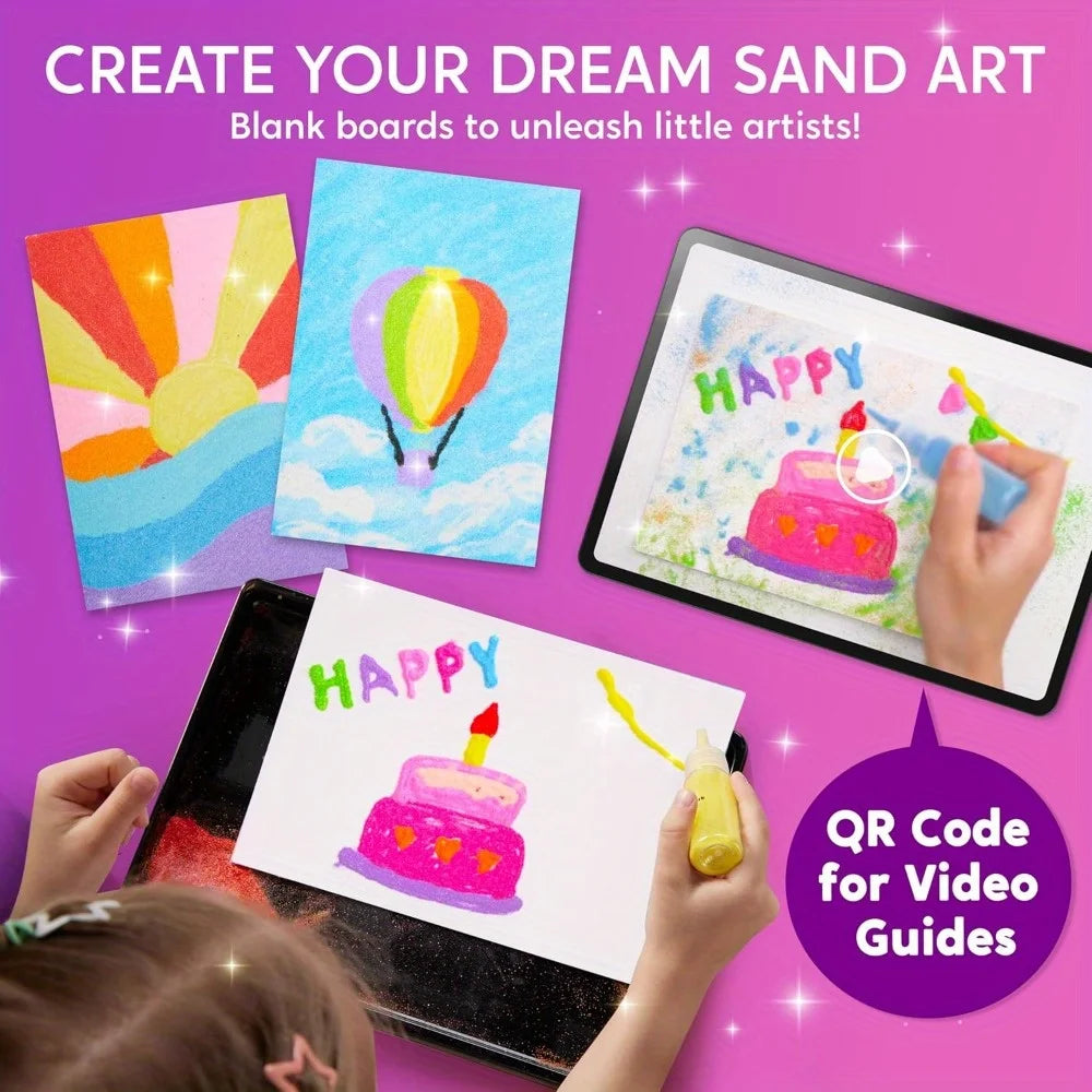 JOYFY Kid "Glow Sand" Sand Art Kits, Glow-In-The-Dark Sand Painting, 14 Colors 6 Fantasy Templates