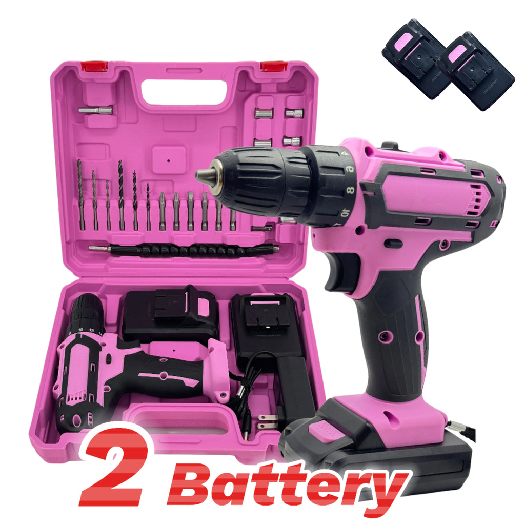 TITANTOUR 24-Piece Set Brushless Industrial Drill Kit 21V Dual Lithium (2×1200mAh) 18+1 Precision Torque 10mm Metal Lock Chuck for Steel