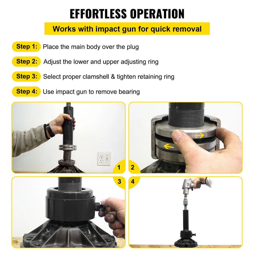 SucceBuy Carrier & Pinion Bearing Puller Compatible with Dana 30,40,50,60,70, 80, Ford 9/10.25" Tool with 3 45# Steel Clamshells